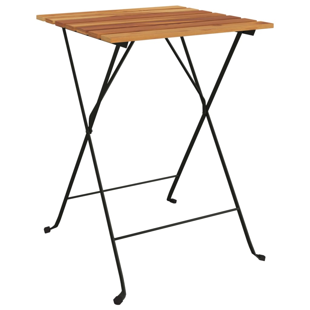 vidaXL Folding Bistro Table 21.7"x21.3"x28" Solid Wood Teak and Steel