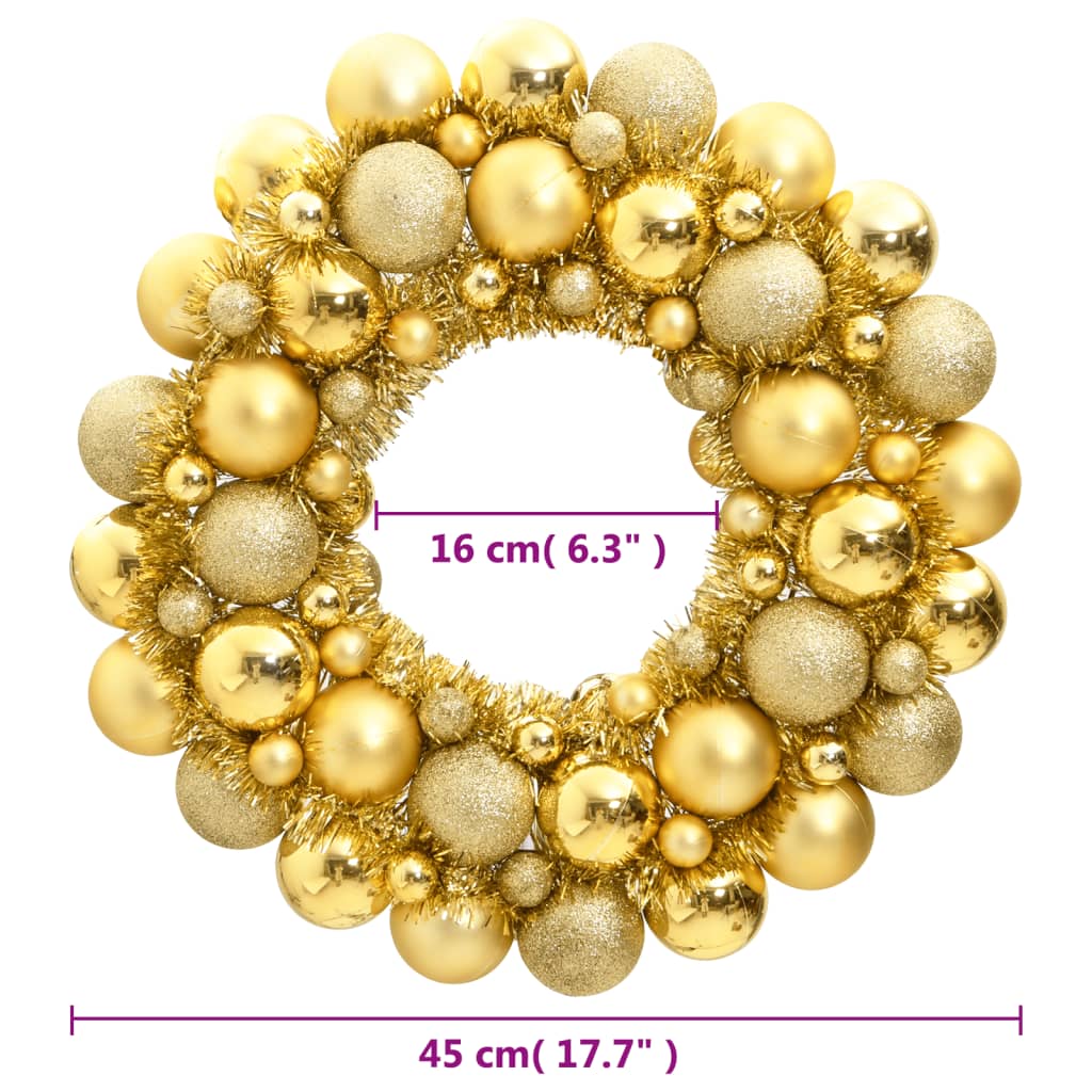 vidaXL Christmas Wreath Gold 17.7" Polystyrene