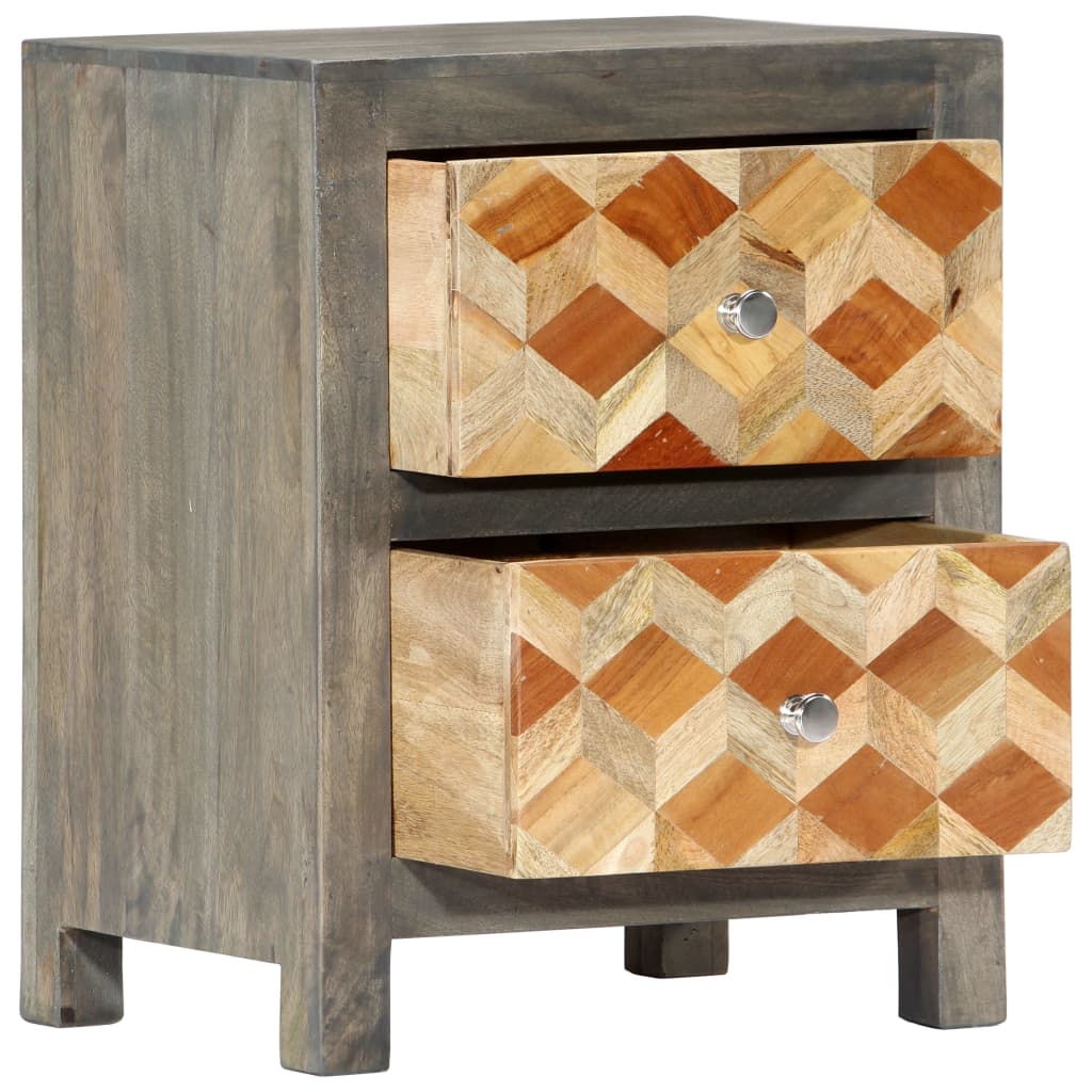 vidaXL Bedside Cabinet Gray 15.7"x11.8"x19.7" Solid Mango Wood