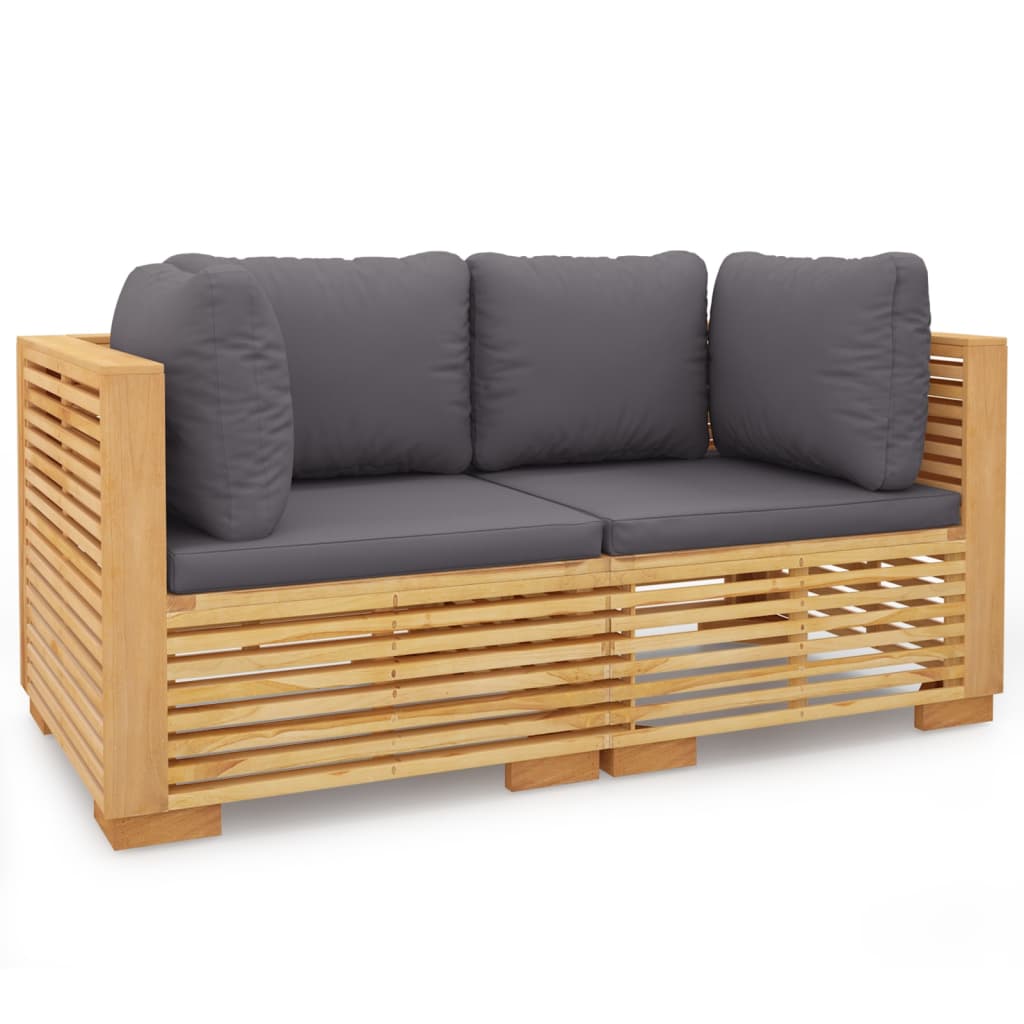 vidaXL Patio Corner Sofas with Cushions 2 pcs Solid Wood Teak