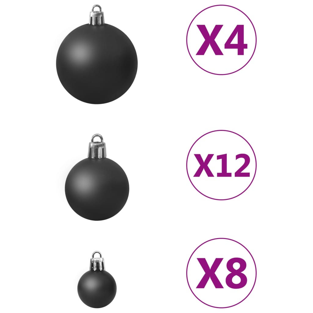 vidaXL 100 Piece Christmas Ball Set Black