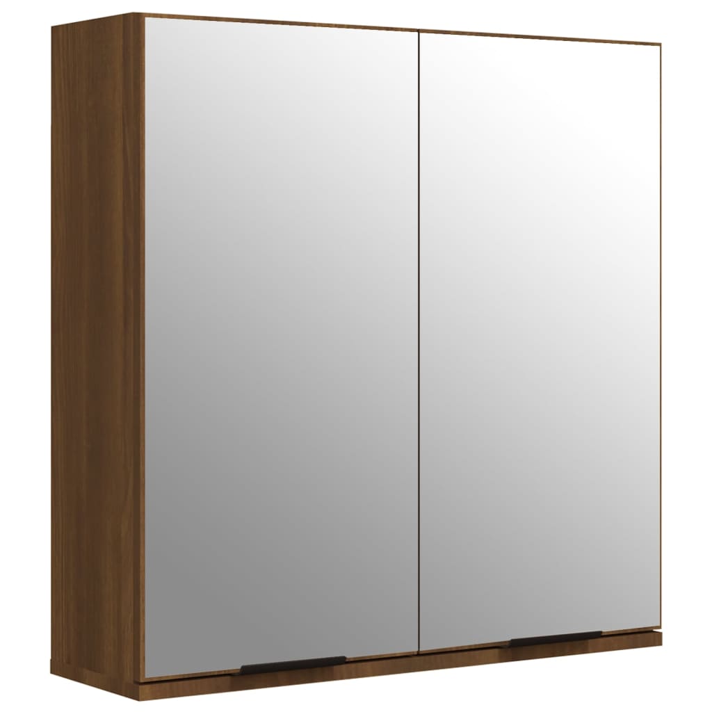 vidaXL Bathroom Mirror Cabinet Brown Oak 25.2"x7.9"x26.4"