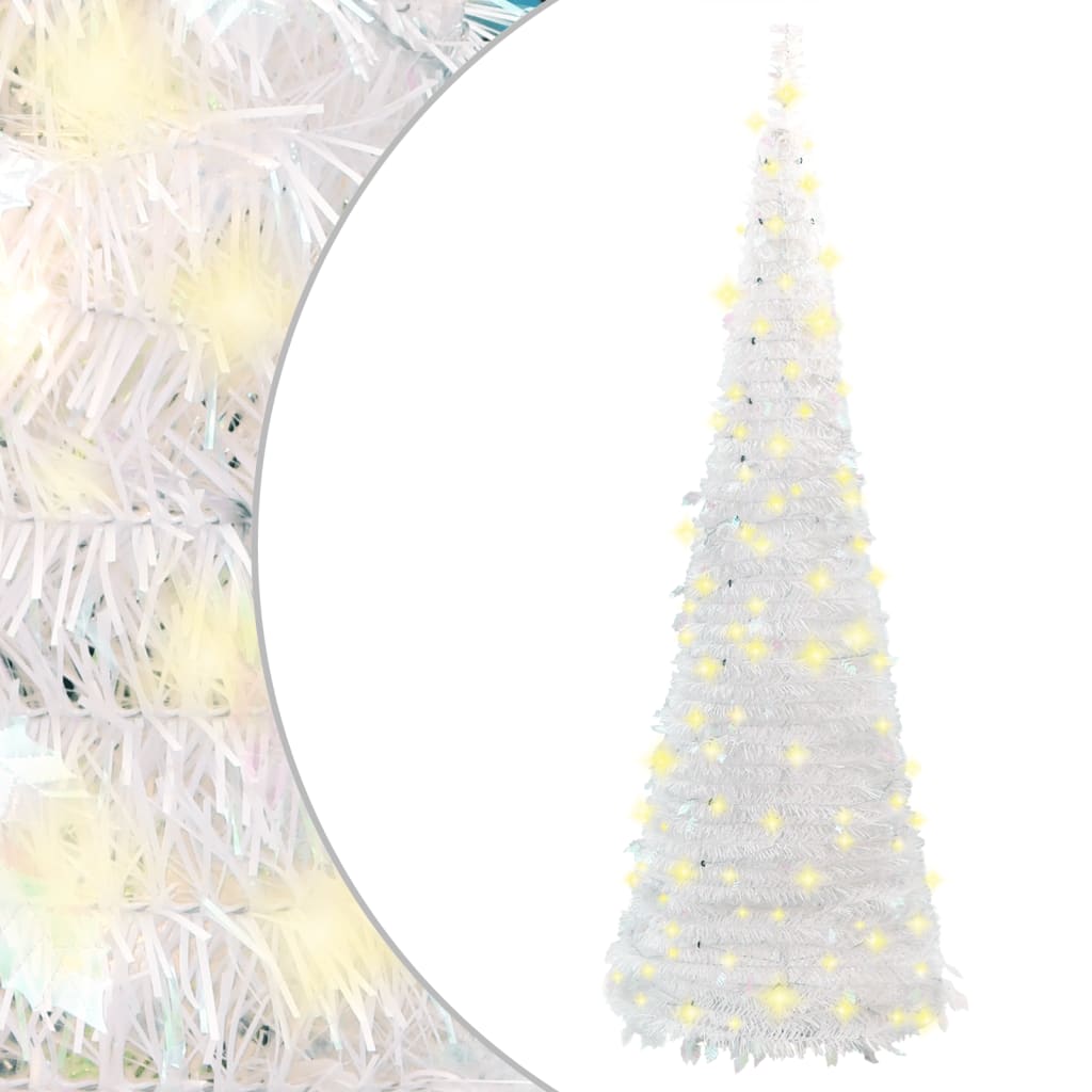 vidaXL Artificial Christmas Tree Pop-up 200 LEDs White 82.7"
