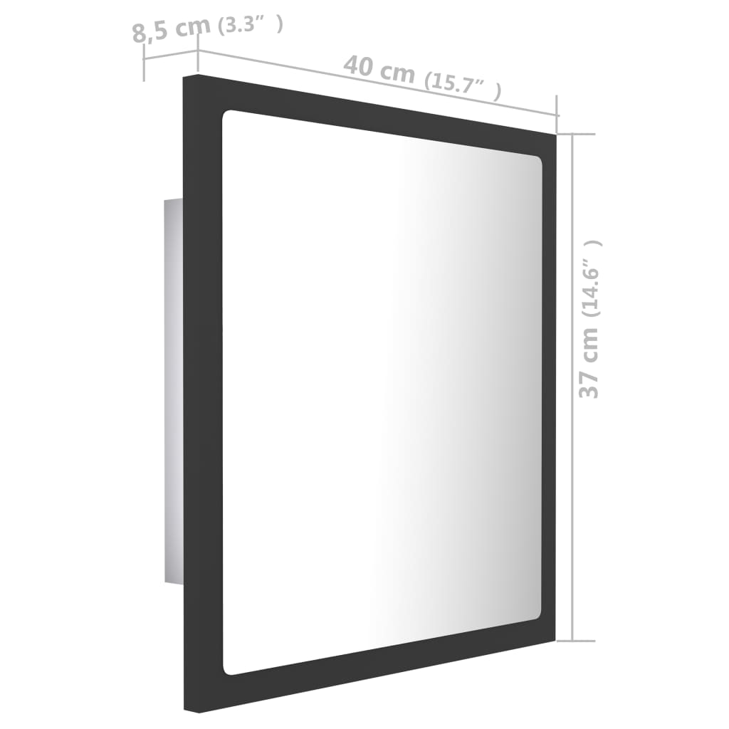 vidaXL LED Bathroom Mirror Gray 15.7"x3.3"x14.6" Engineered Wood