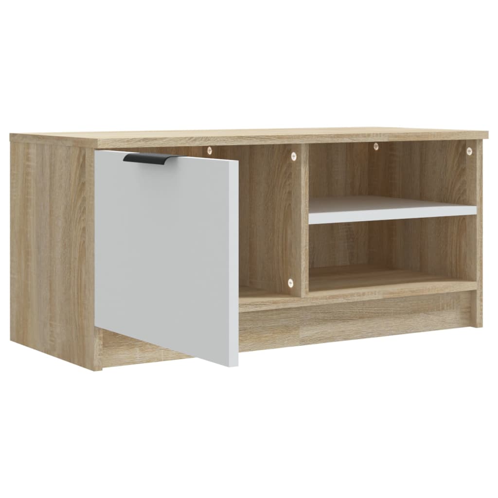 vidaXL TV Stands 2 pcs White&Sonoma Oak 31.5"x13.8"x14.4" Engineered Wood