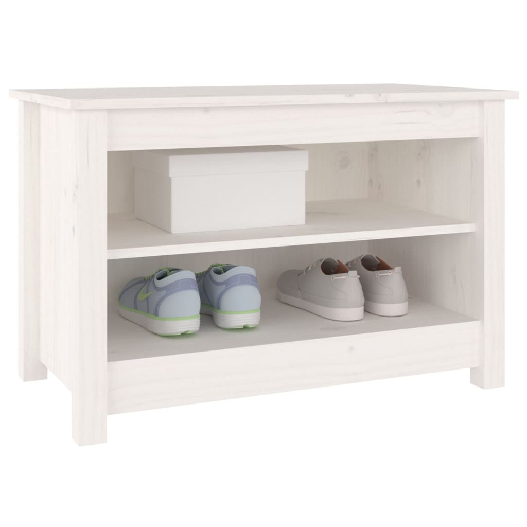 vidaXL Shoe Bench White 27.6"x15"x17.9" Solid Wood Pine