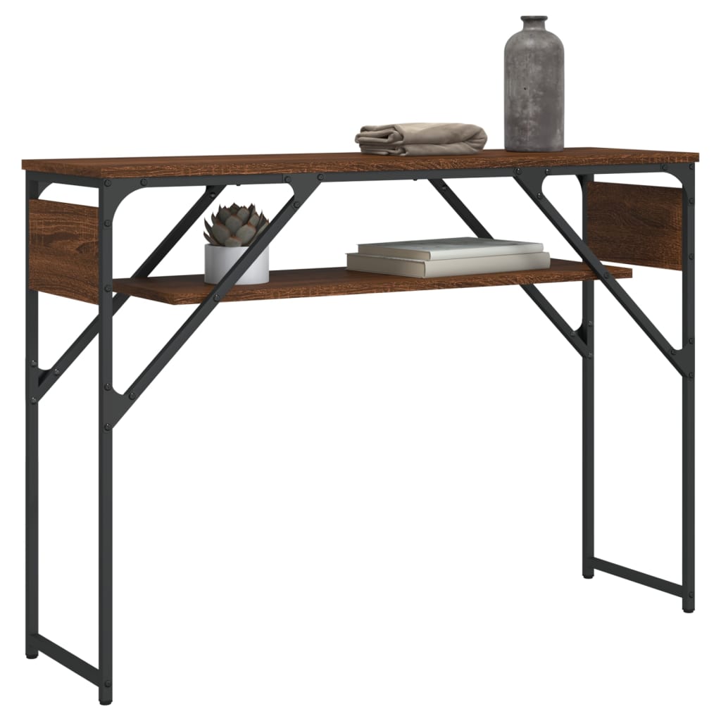 vidaXL Console Table with Shelf Brown Oak 41.3"x11.8"x29.5" Engineered Wood