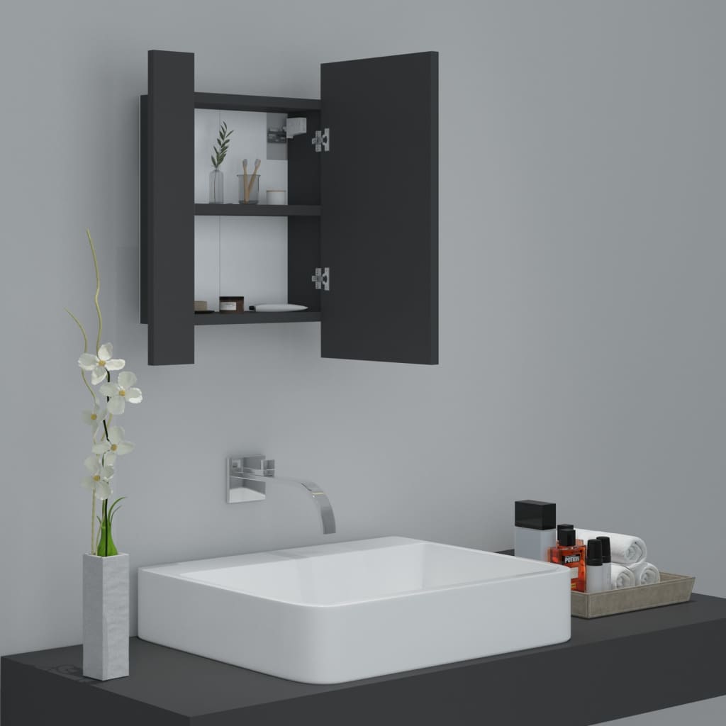 vidaXL LED Bathroom Mirror Cabinet Gray 15.7"x4.7"x17.7"