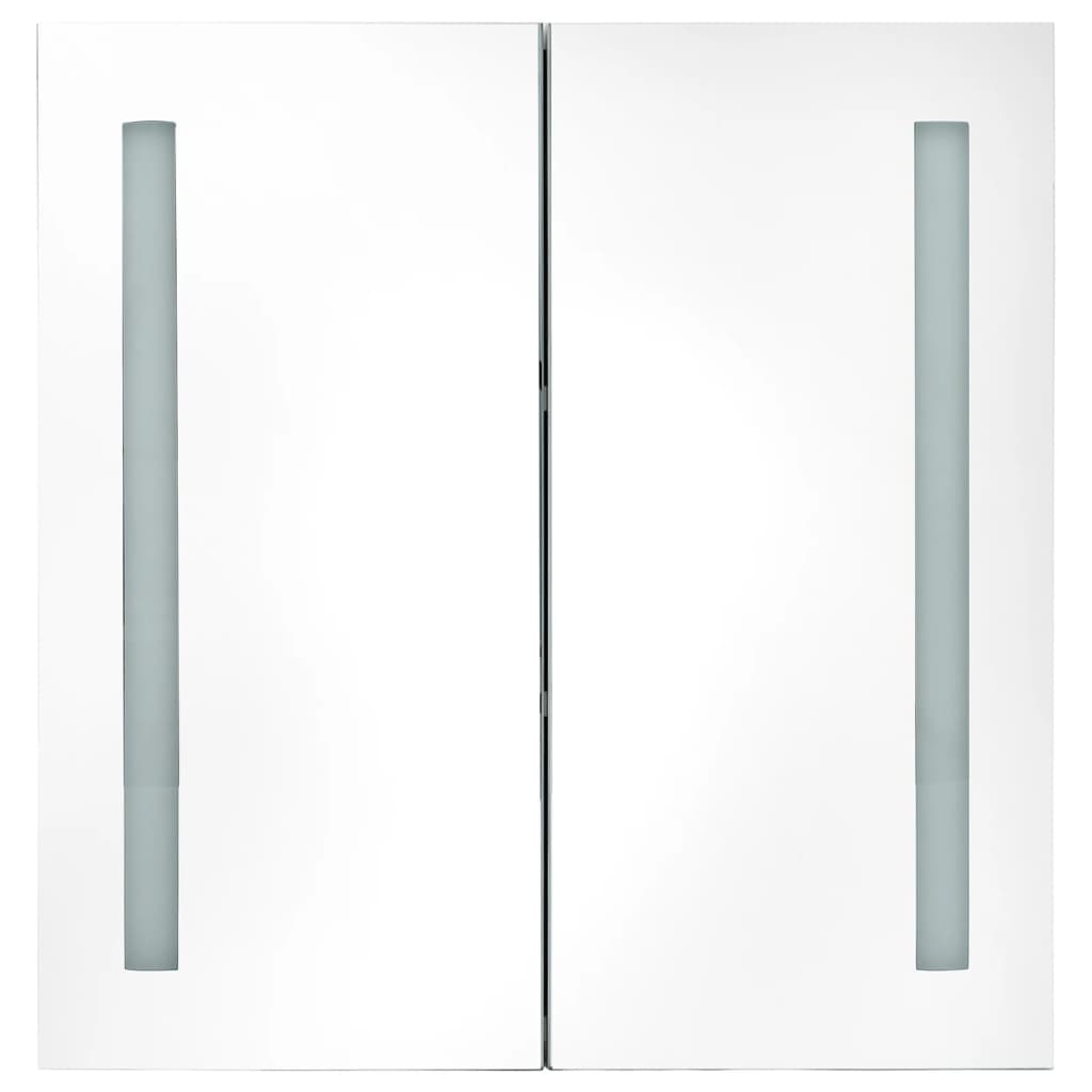 vidaXL LED Bathroom Mirror Cabinet White and Oak 24.4"x5.5"x23.6"