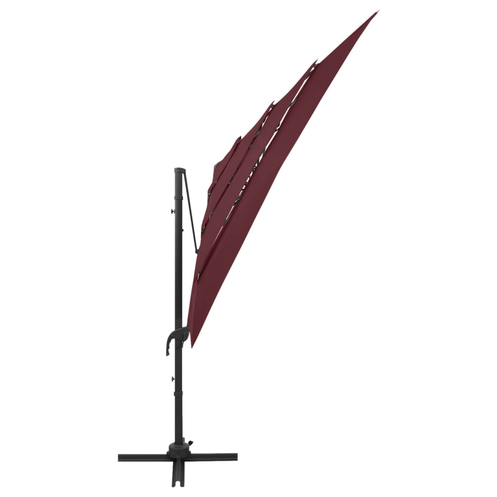 vidaXL 4-Tier Parasol with Aluminum Pole Bordeaux Red 98.4"x98.4"