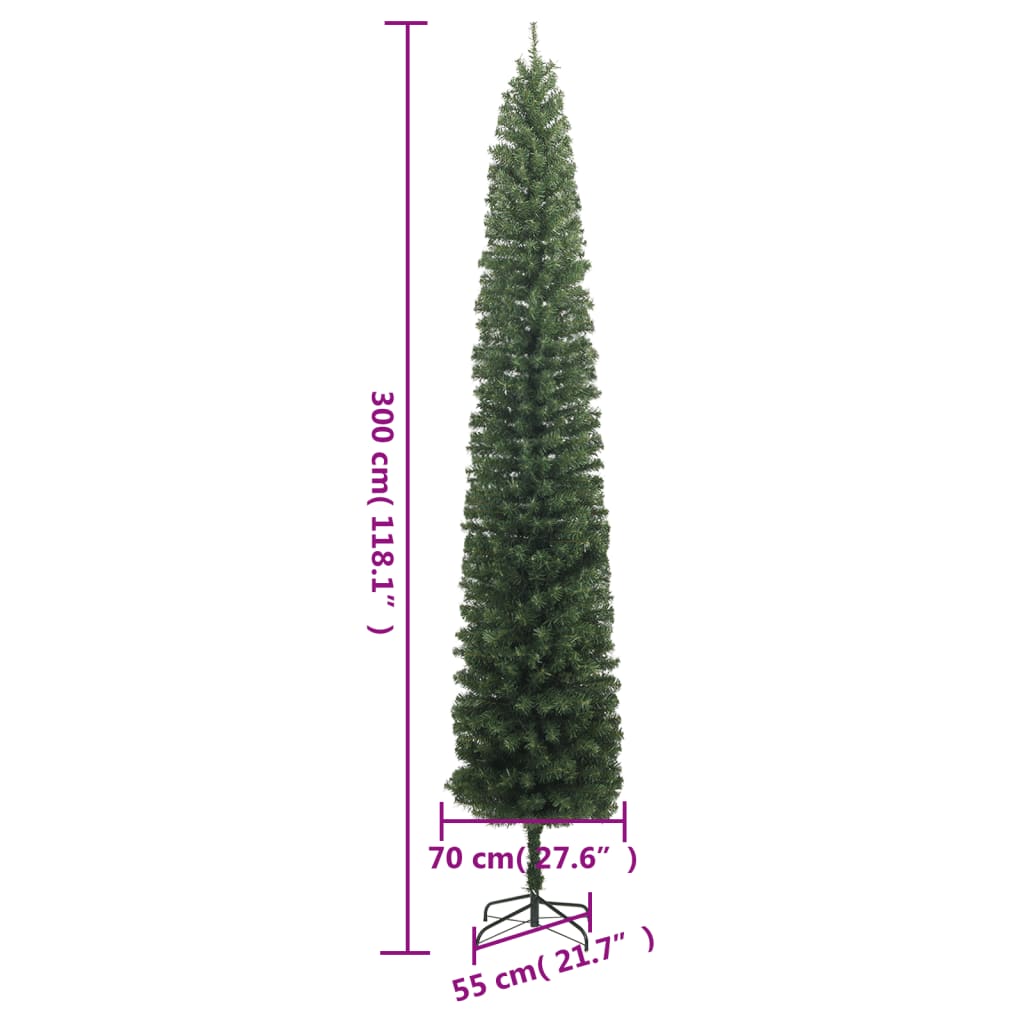 vidaXL Slim Christmas Tree with Stand 118.1" PVC