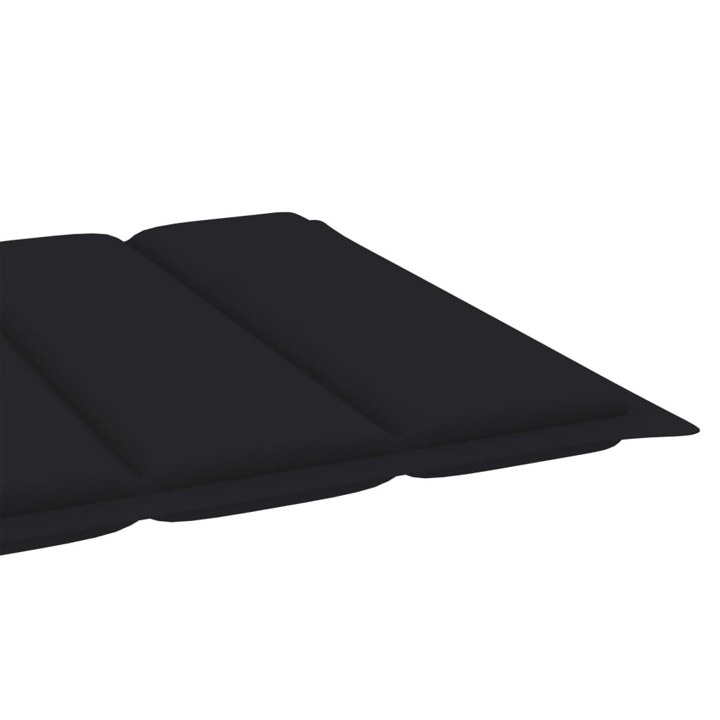 vidaXL Sun Lounger with Black Cushion Solid Teak Wood