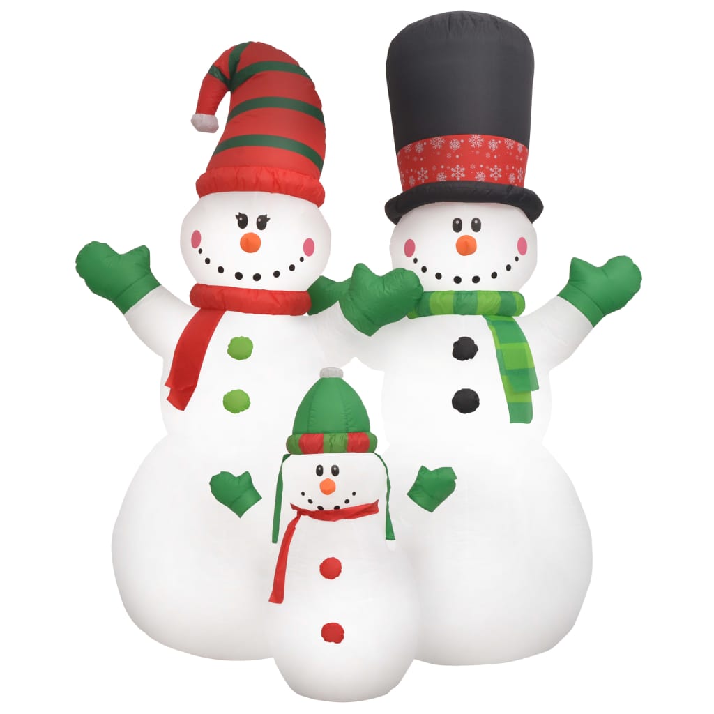 vidaXL Christmas Inflatable Snowmen Family LED IP44 8 ft
