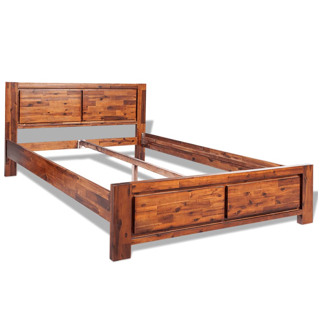 vidaXL Bed Frame Brown Solid Acacia Wood Queen Size