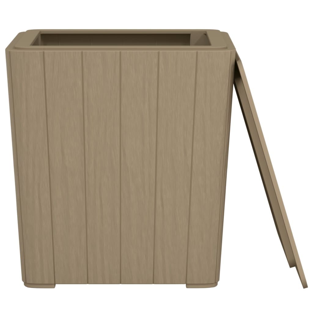 vidaXL Patio Table with Removable Lid Light Brown Polypropylene