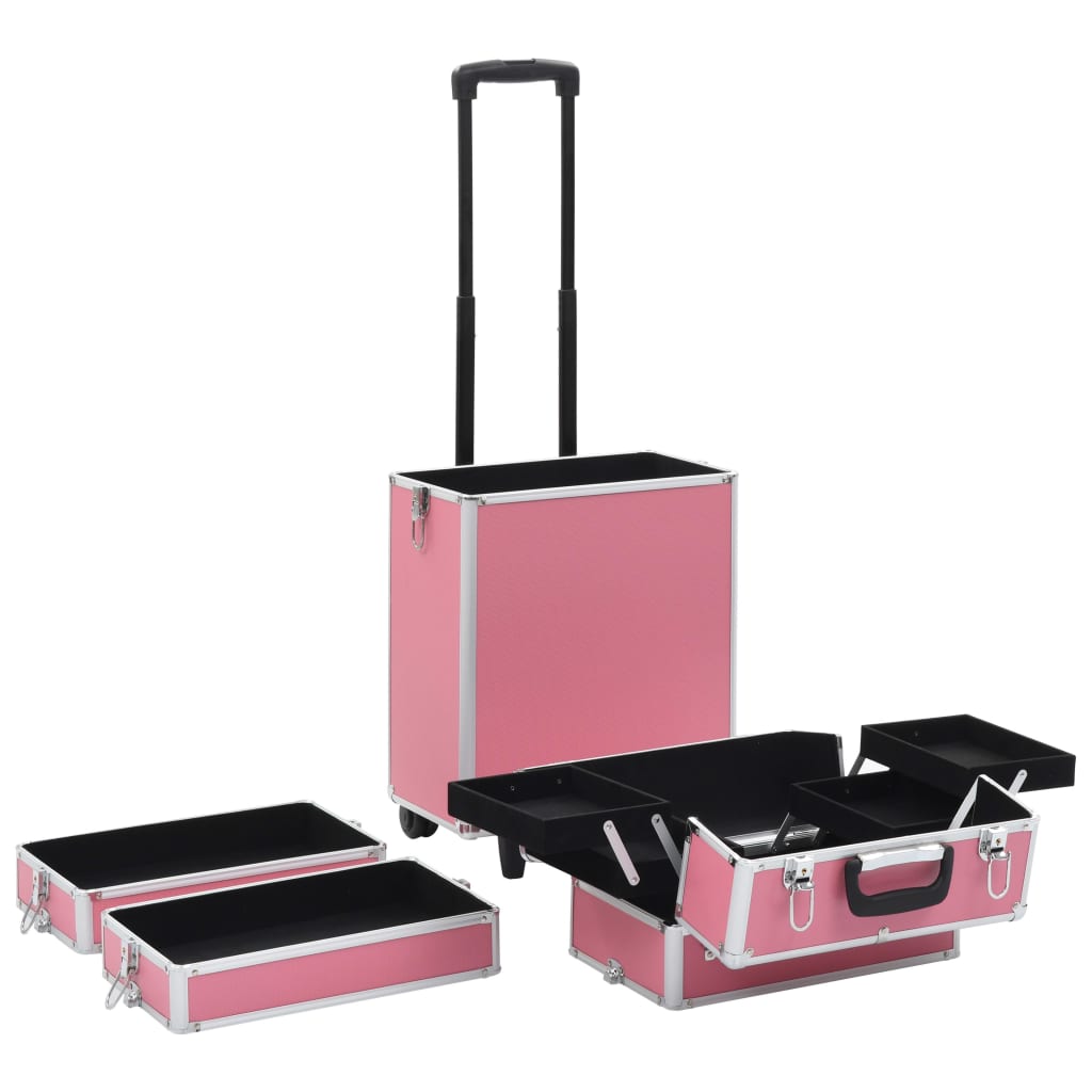 vidaXL Make-up Trolley Aluminum Pink
