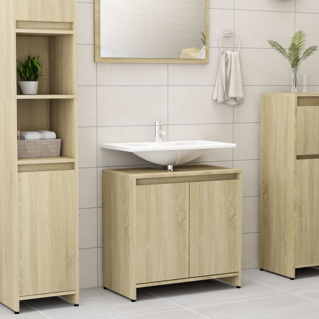 vidaXL Bathroom Cabinet Sonoma Oak 23.6"x13"x24" Engineered Wood