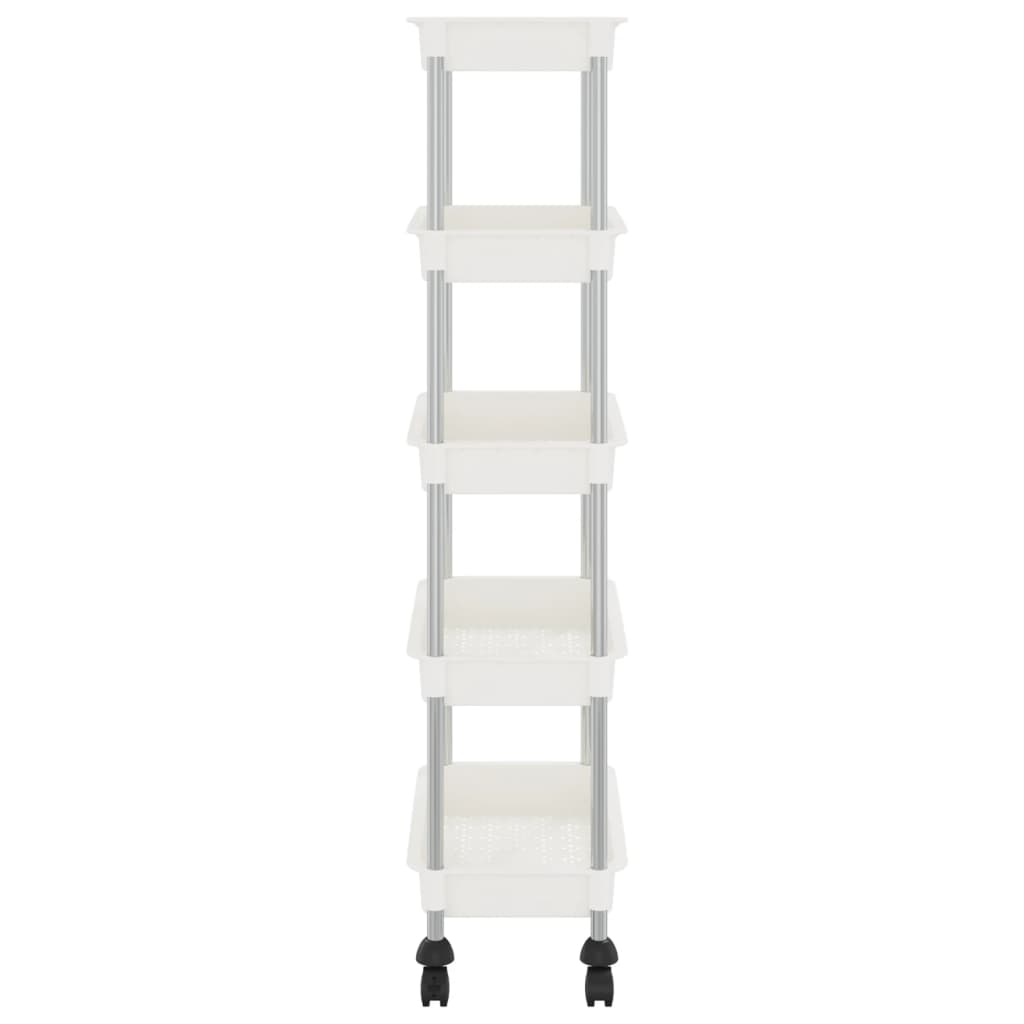 vidaXL 5-Tier Kitchen Trolley White 16.5"x11.4"x50.4" Iron and ABS