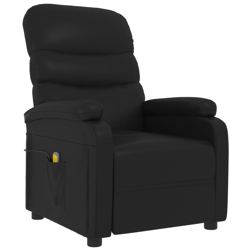 vidaXL Massage Reclining Chair Black Faux Leather