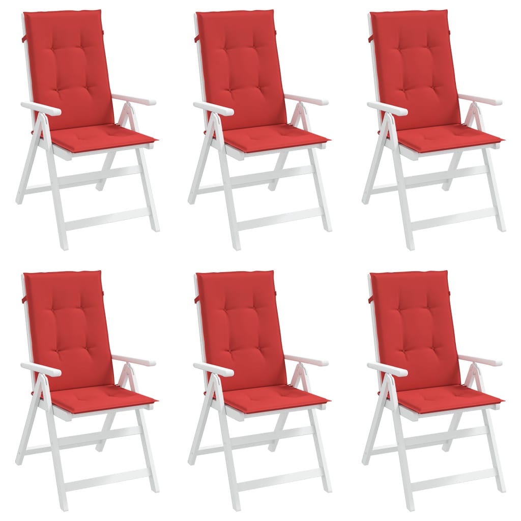 vidaXL Garden Highback Chair Cushions 6 pcs Red 47.2"x19.7"x1.2" Fabric
