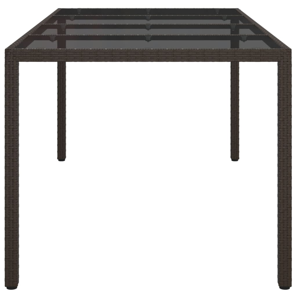 vidaXL Patio Table Brown 74.8"x35.4"x29.5" Tempered Glass and Poly Rattan
