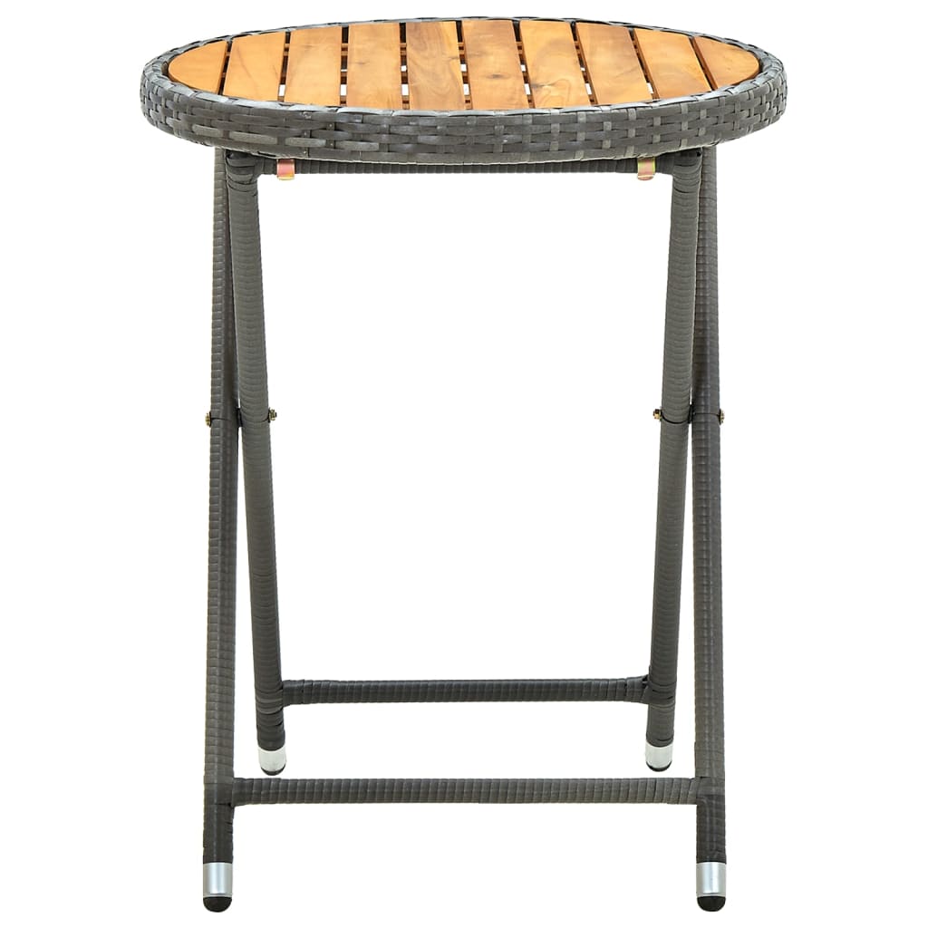 vidaXL Tea Table Gray 23.6" Poly Rattan and Solid Acacia Wood
