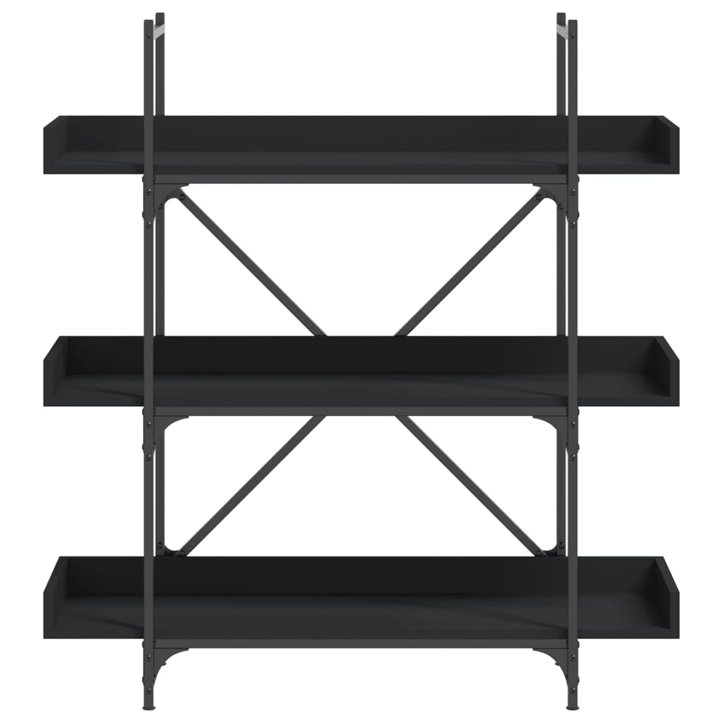 vidaXL Bookcase 3-Tier Black 39.4"x13"x42.7" Engineered Wood
