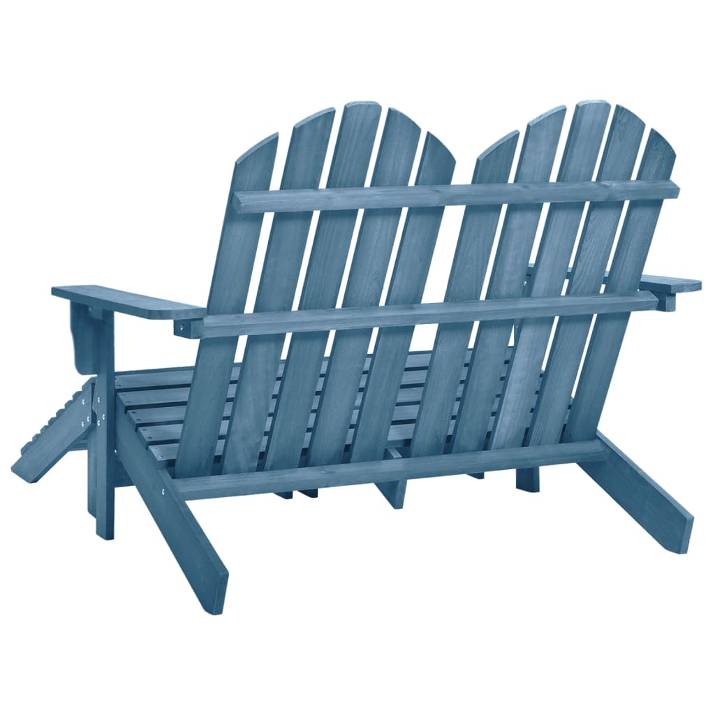 vidaXL 2-Seater Patio Adirondack Chair&Ottoman Fir Wood Blue
