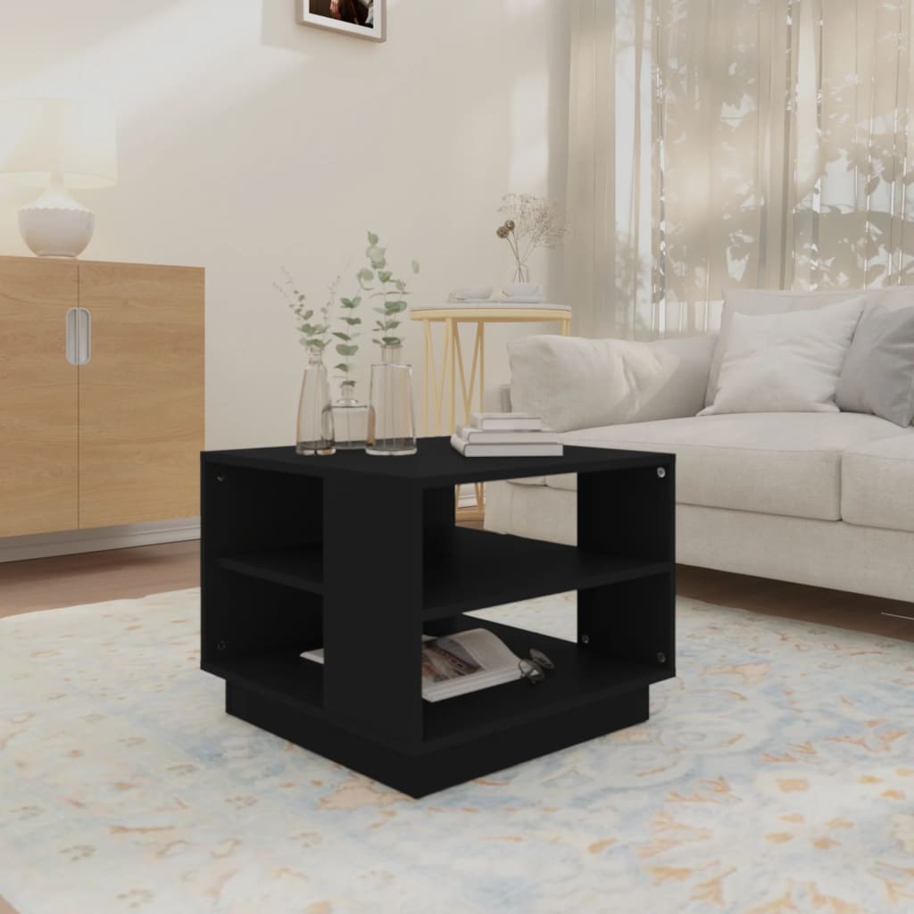 vidaXL Coffee Table Black 21.7"x21.7"x16.9" Engineered Wood