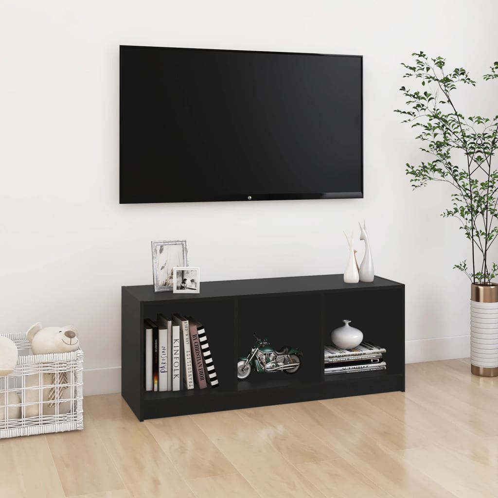 vidaXL TV Stand Black 40.9"x13"x16.1" Solid Wood Pine