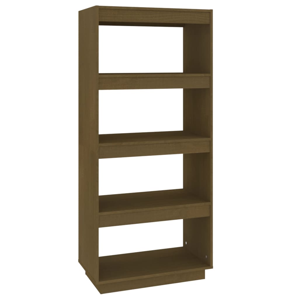 vidaXL Book Cabinet/Room Divider Honey Brown 23.6"x13.8"x53.1" Solid Wood Pine