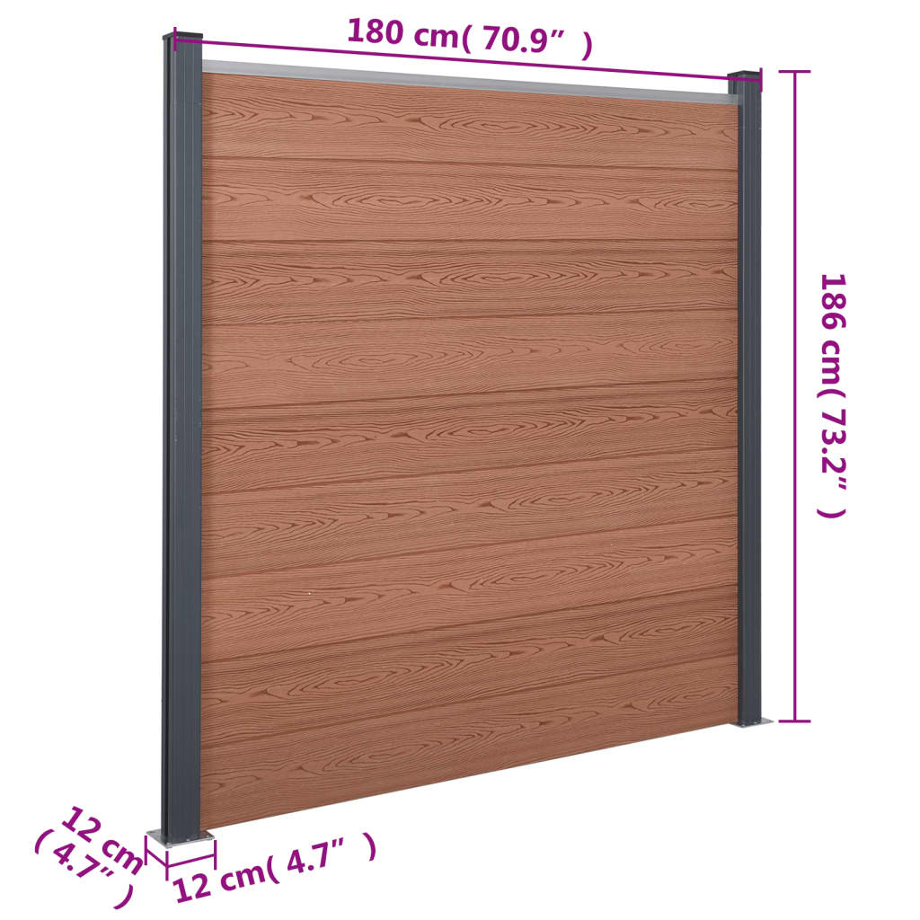 vidaXL Fence Panel Set Brown 139"x73.2" WPC