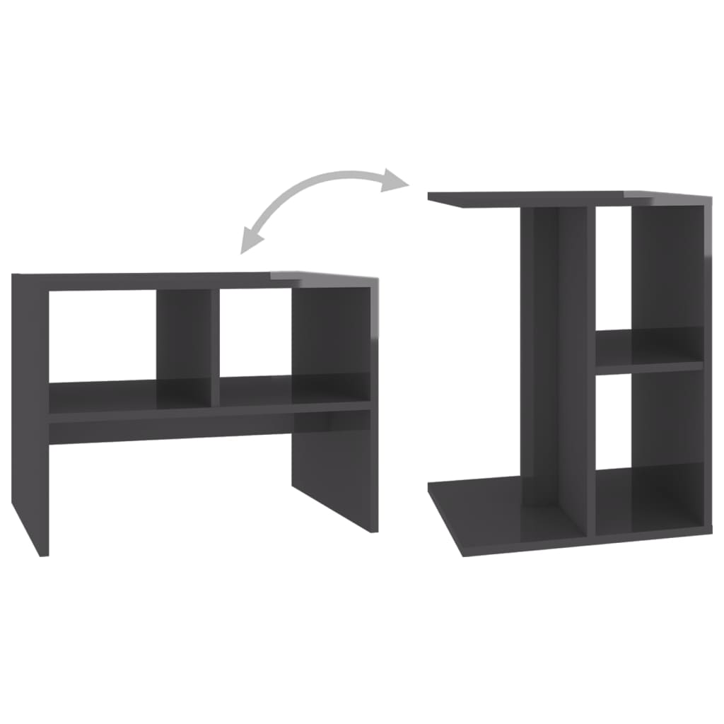 vidaXL Side Table High Gloss Gray 23.6"x15.7"x17.7" Engineered Wood