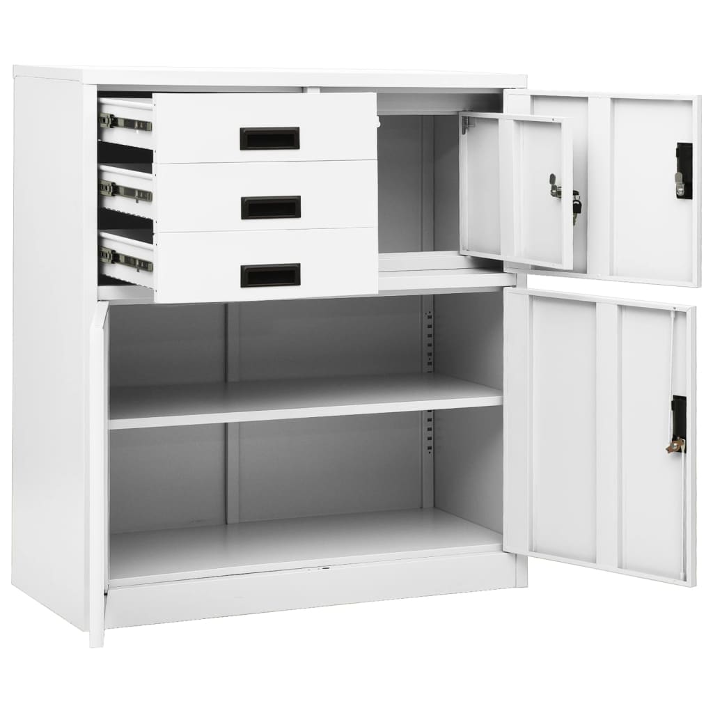 vidaXL Office Cabinet White 35.4"x15.7"x40.2" Steel