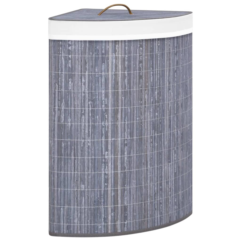 vidaXL Bamboo Corner Laundry Basket Gray 15.9 gal