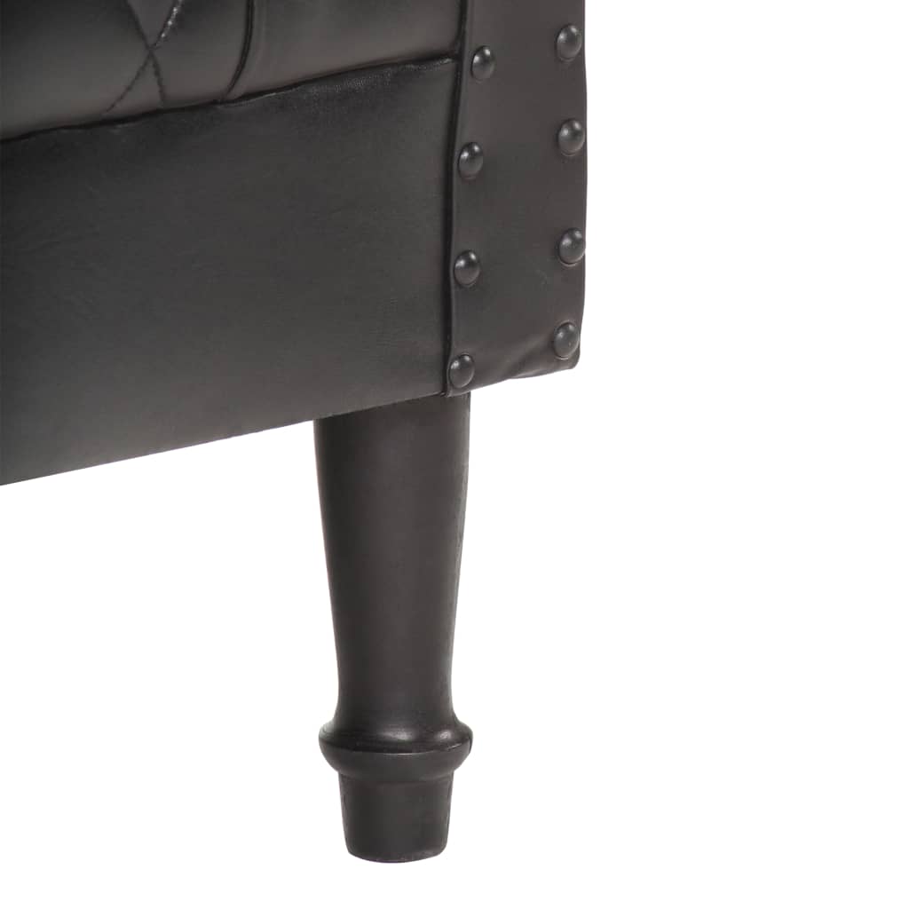 vidaXL Tub Chair Black Real Goat Leather