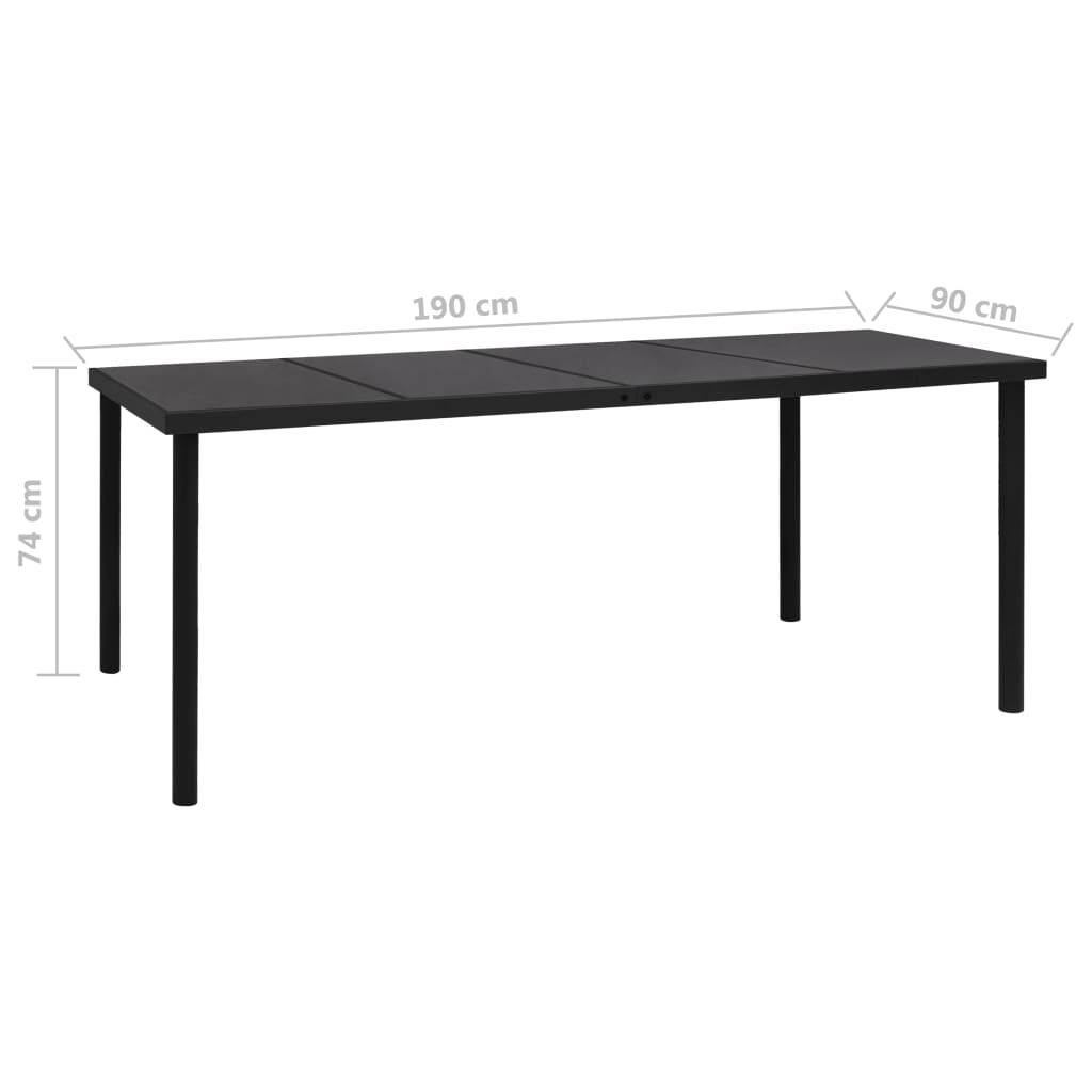 vidaXL Patio Table 74.8"x35.4"x29.1" Black Steel