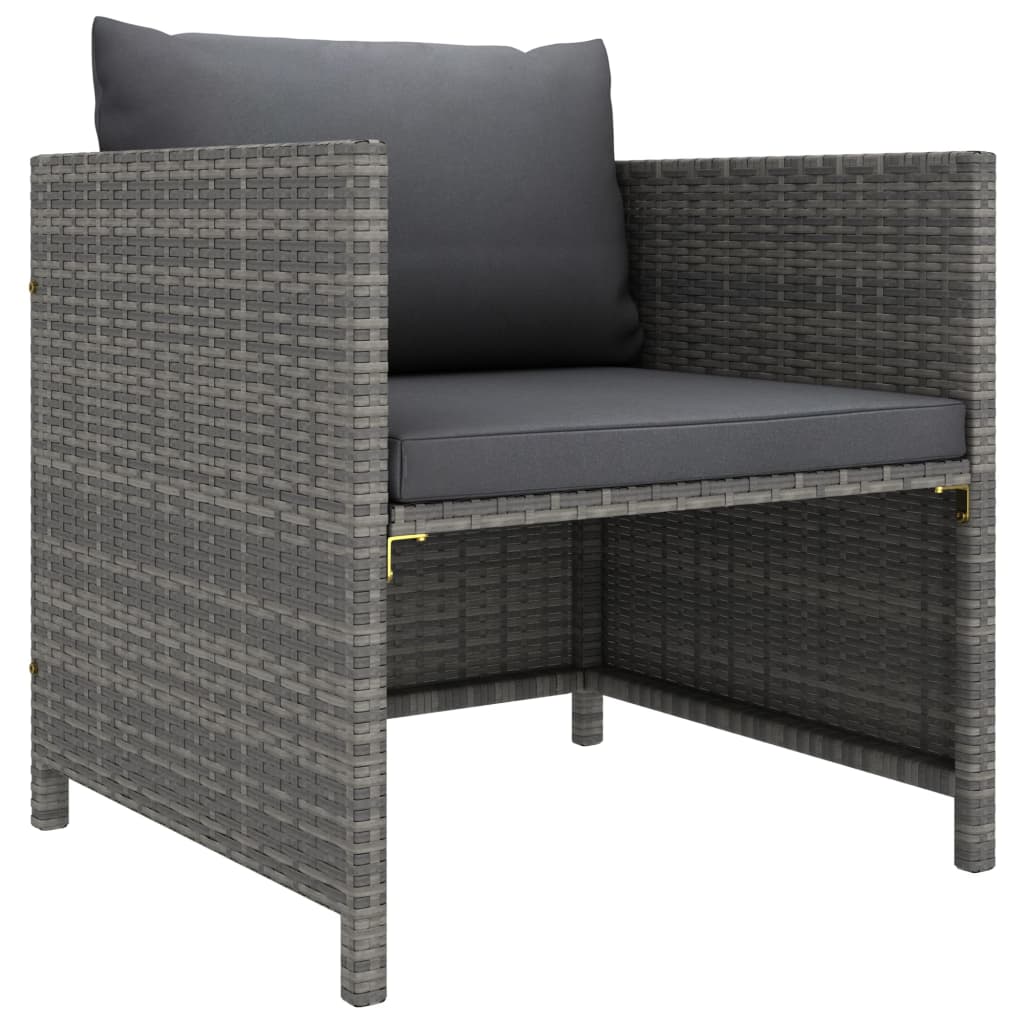 vidaXL 5 Piece Patio Lounge Set with Cushions Poly Rattan Gray