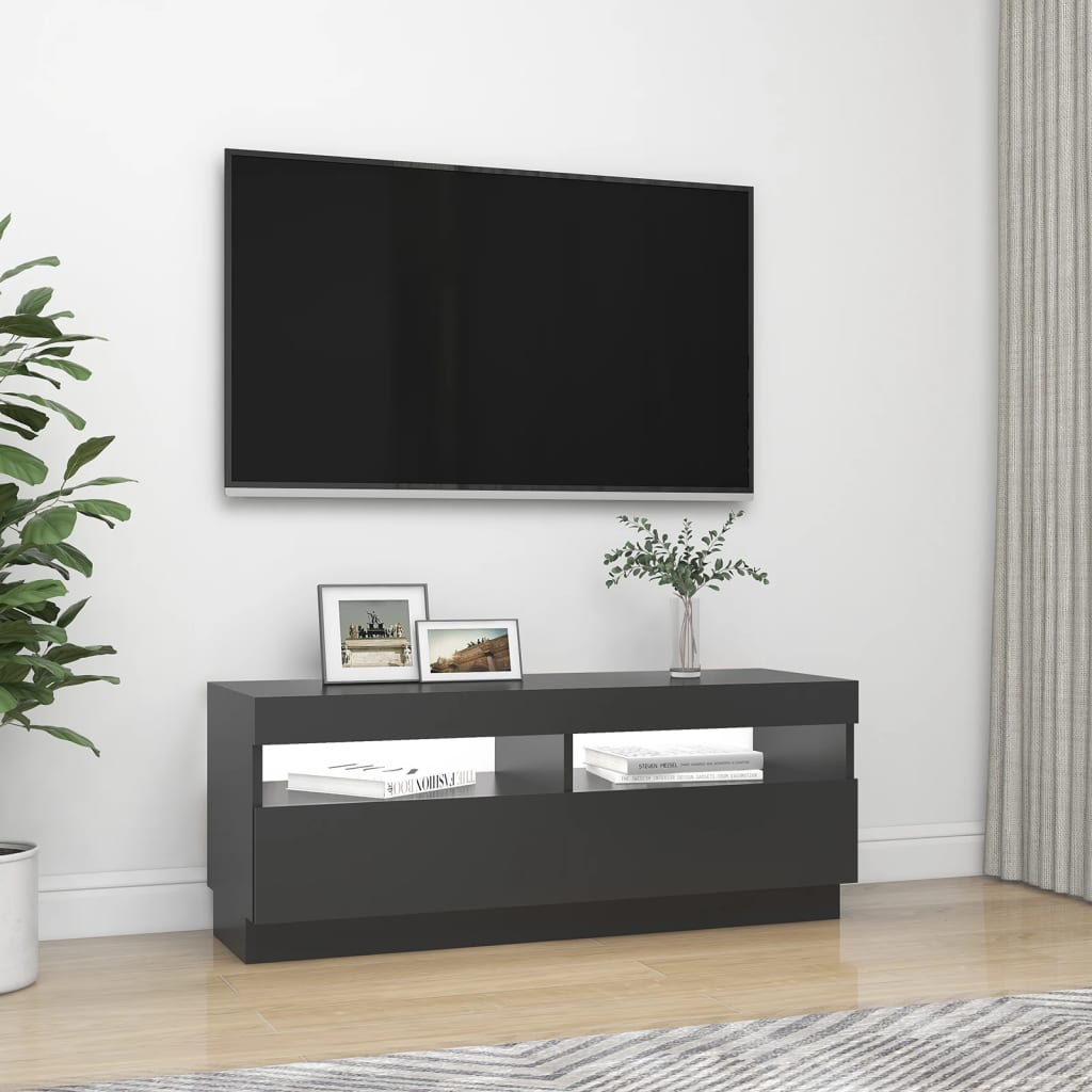 vidaXL TV Cabinet with LED Lights Gray 39.4"x13.8"x15.7"