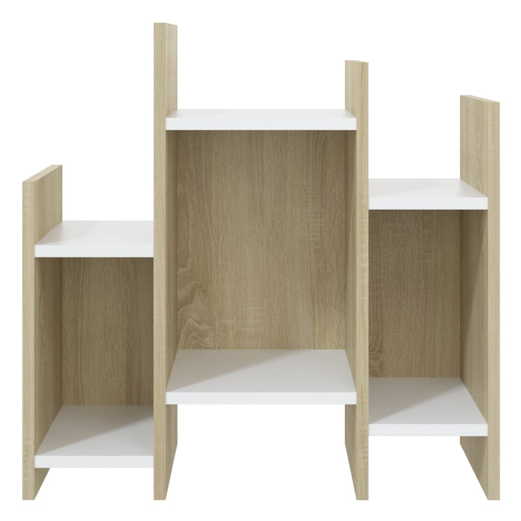 vidaXL Side Cabinet Sonoma Oak and White 23.6"x10.2"x23.6" Engineered Wood