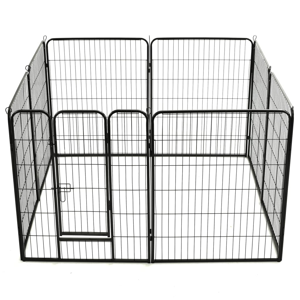 vidaXL Dog Playpen 8 Panels Steel 31.5"x39.4" Black