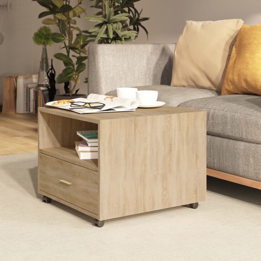 vidaXL Coffee Table Sonoma Oak 21.7"x21.7"x15.7" Engineered Wood