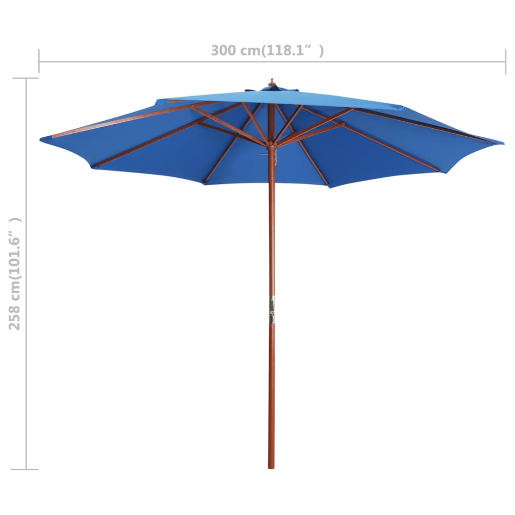 vidaXL Parasol with Wooden Pole 118.1"x101.6" Blue