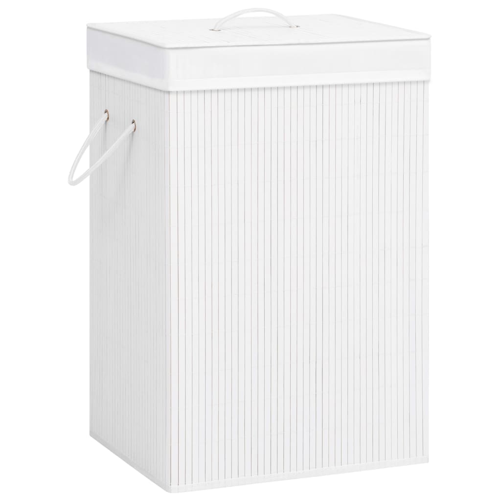 vidaXL Bamboo Laundry Basket White 19 gal