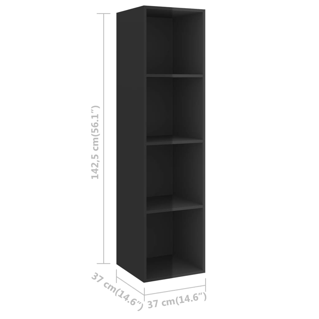 vidaXL 4 Piece TV Cabinet Set High Gloss Black Engineered Wood