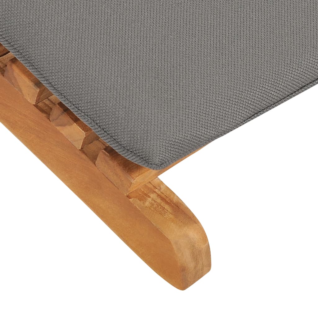 vidaXL Folding Sun Lounger with Dark Gray Cushion Solid Teak Wood