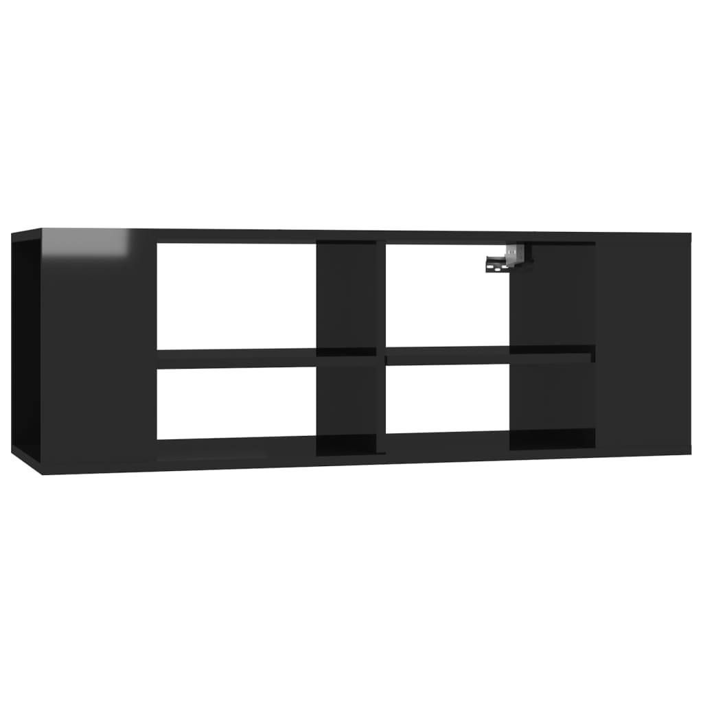 vidaXL Wall-Mounted TV Stand High Gloss Black 40.2"x13.8"x13.8" Engineered Wood