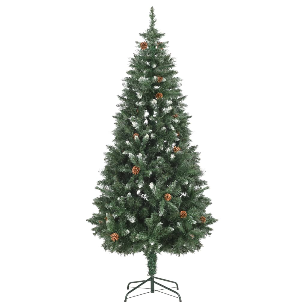 vidaXL Artificial Christmas Tree with Pine Cones and White Glitter 6 ft