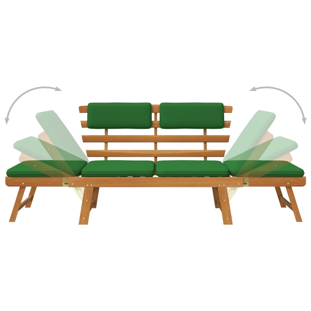 vidaXL Patio Bench with Cushions 2-in-1 74.8" Solid Acacia Wood