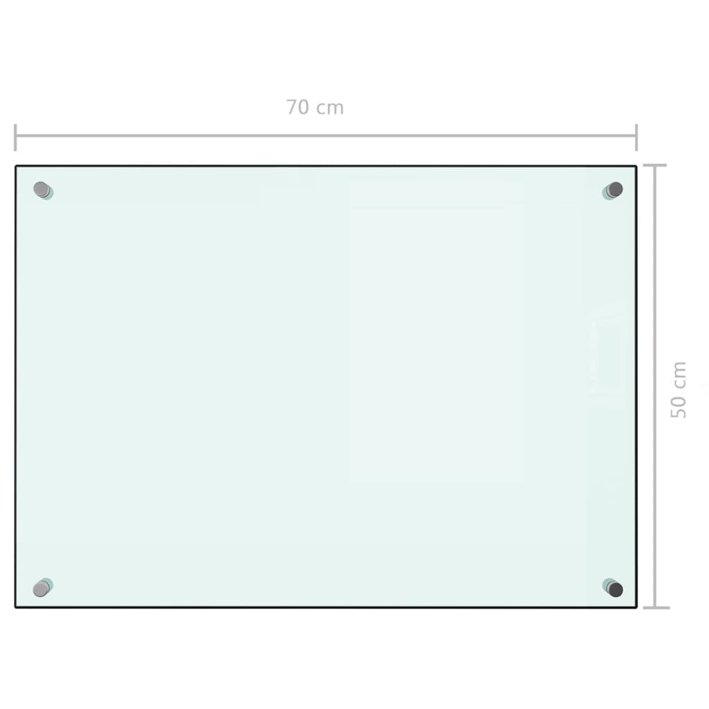 vidaXL Kitchen Backsplash White 27.6"x19.7" Tempered Glass